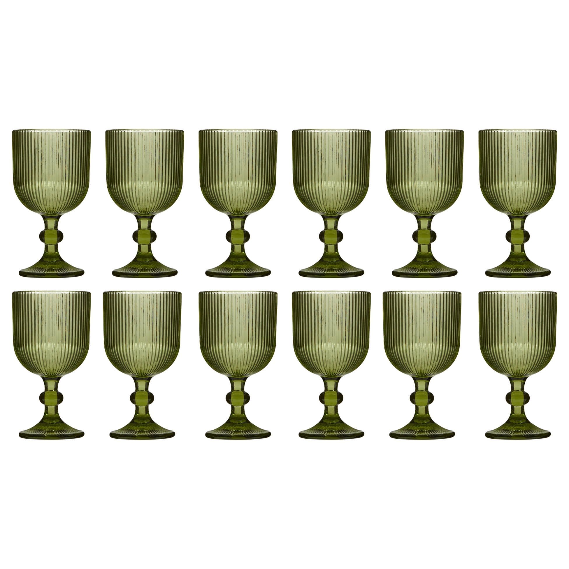 Set 12 Vintage Luxury Ribbed Drinking Wine Glass Wine Goblets