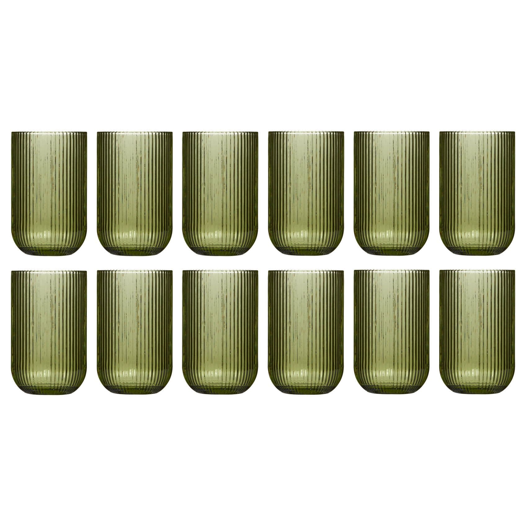 Set 12 Vintage Luxury Ribbed Highball Drinking Glass Tumblers