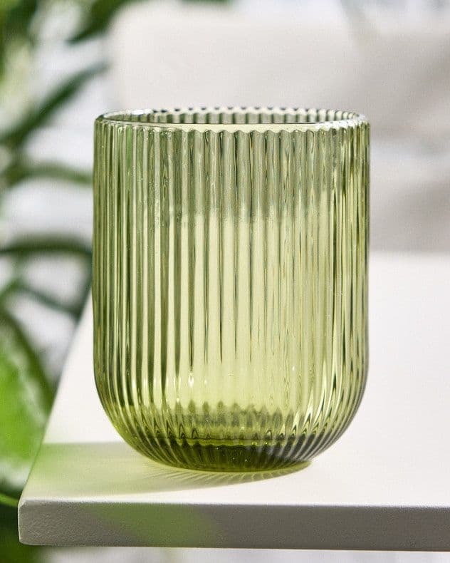 Set 2 Vintage Luxury Ribbed Short Drinking Glass Whisky Glass Tumbers
