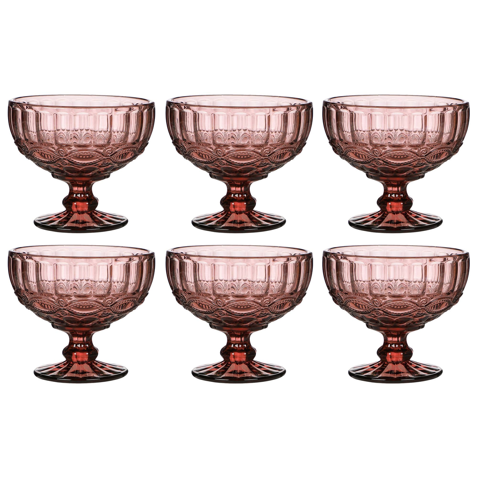 Set 6 Vintage Glass Trifle Bowl Dessert Bowls