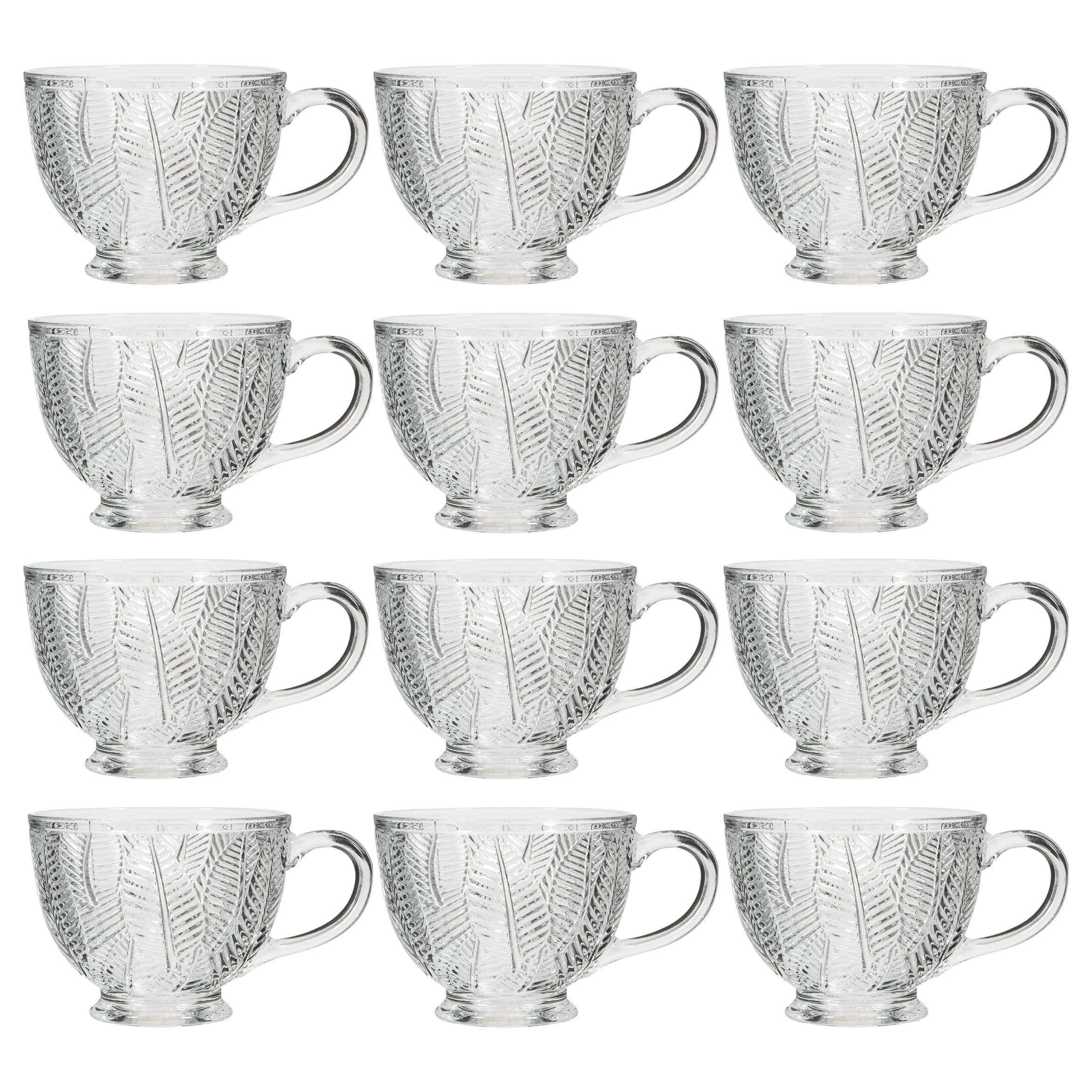 Set 12 Vintage Style Embossed Botanical Design Coffee Mug Tea Cups