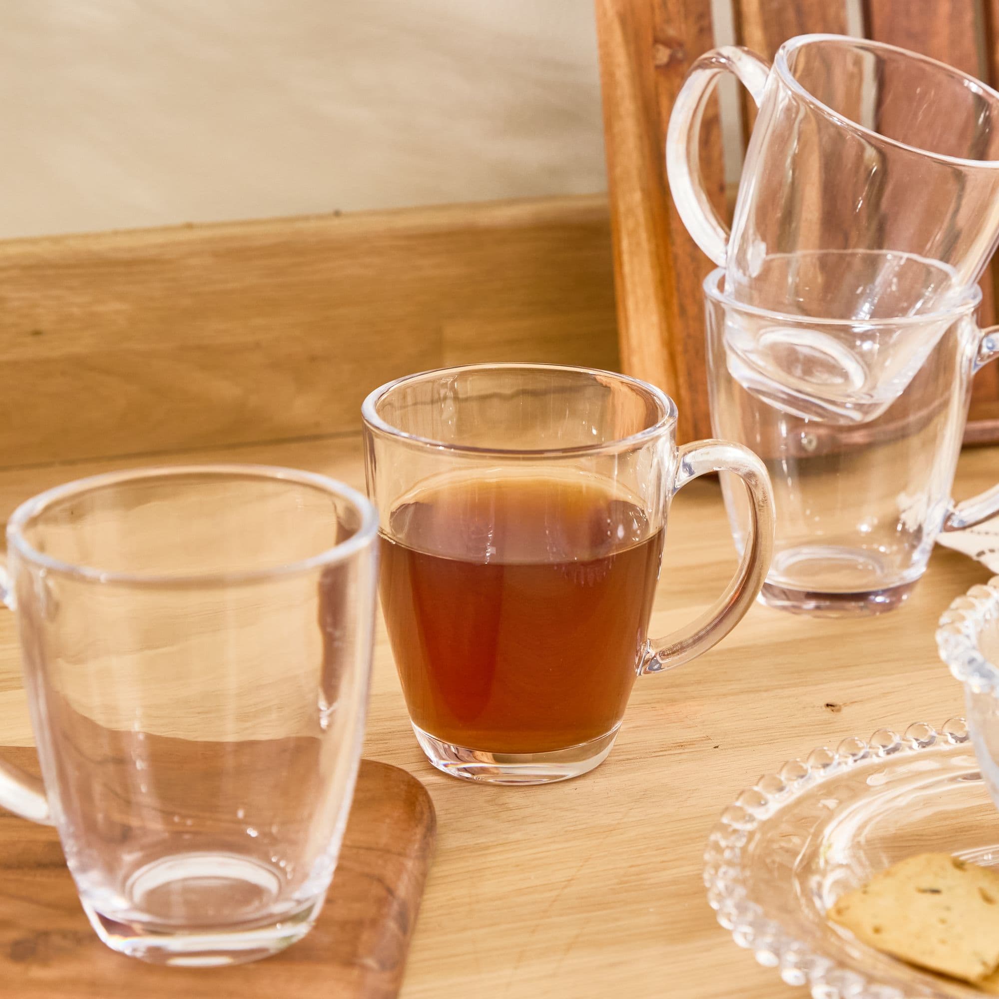 Set 4 Traditional Glass Coffee Mug Tea Cups