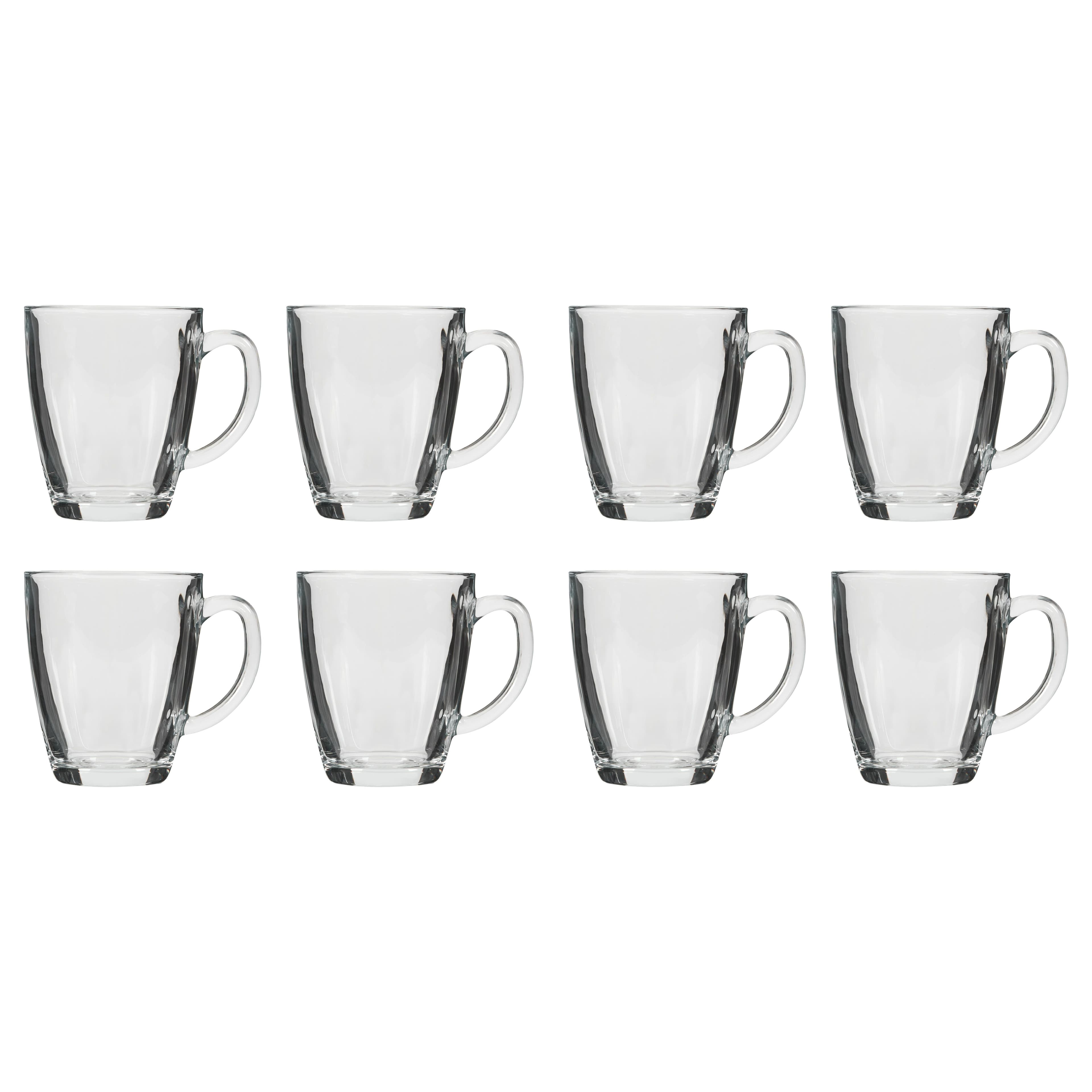 Set 8 Traditional Glass Coffee Mug Tea Cups