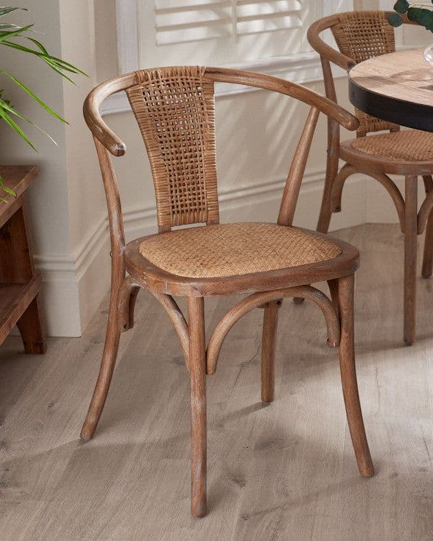 Set 2 Provence Wicker Carver Hallway Kitchen Furniture Dining Chair Seating Chairs