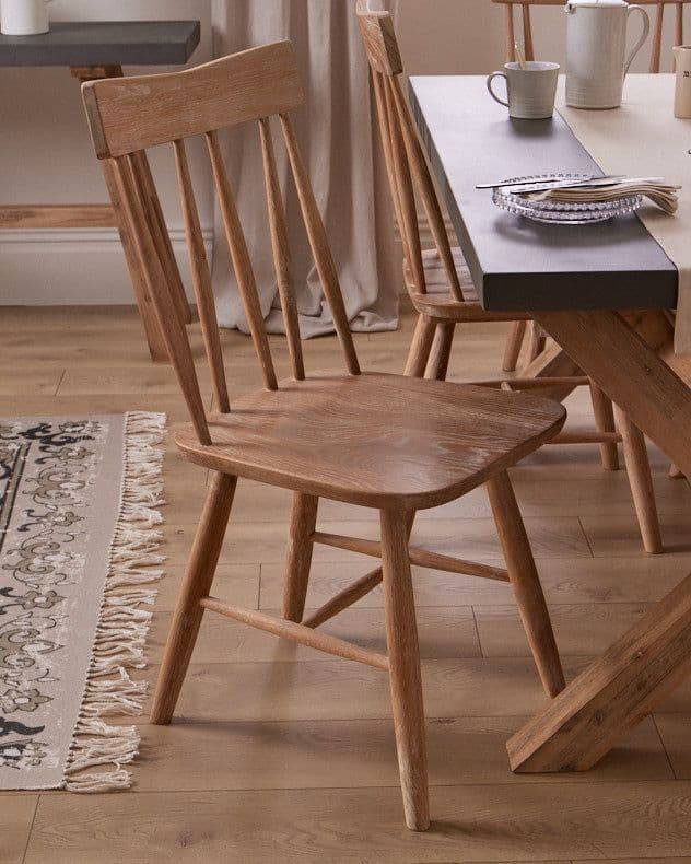 Set 2 Turner Oak Spindle Back Hoop Hallway Kitchen Furniture Dining Chair Seating Back Chairs