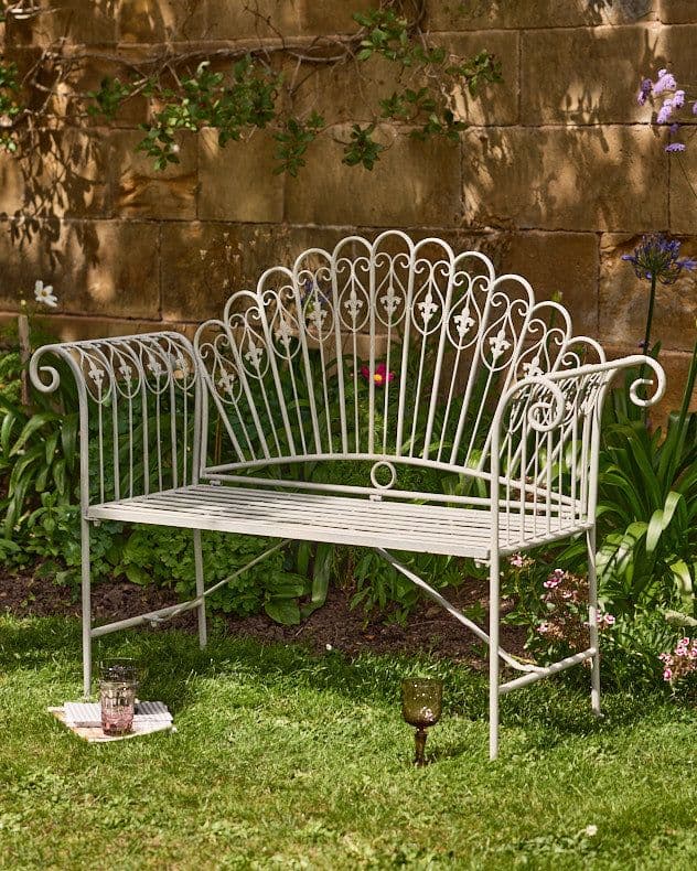 Vintage Style Iron Outdoor Garden Furniture Bench