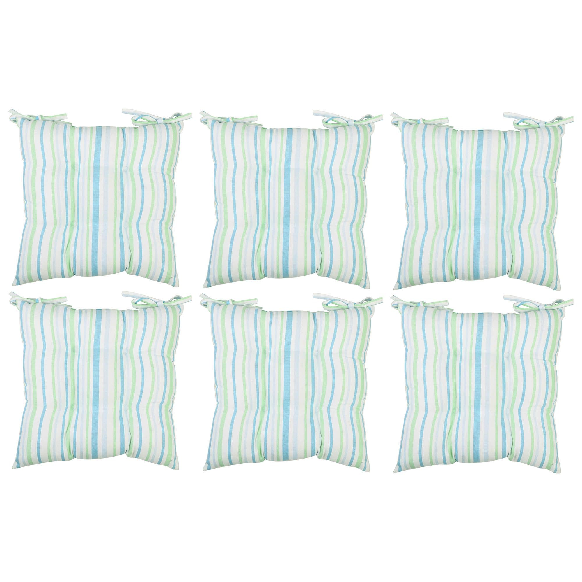 Set 6 Striped Cotton Indoor Outdoor Garden Cushion Furniture Dining Chair Seat Pads
