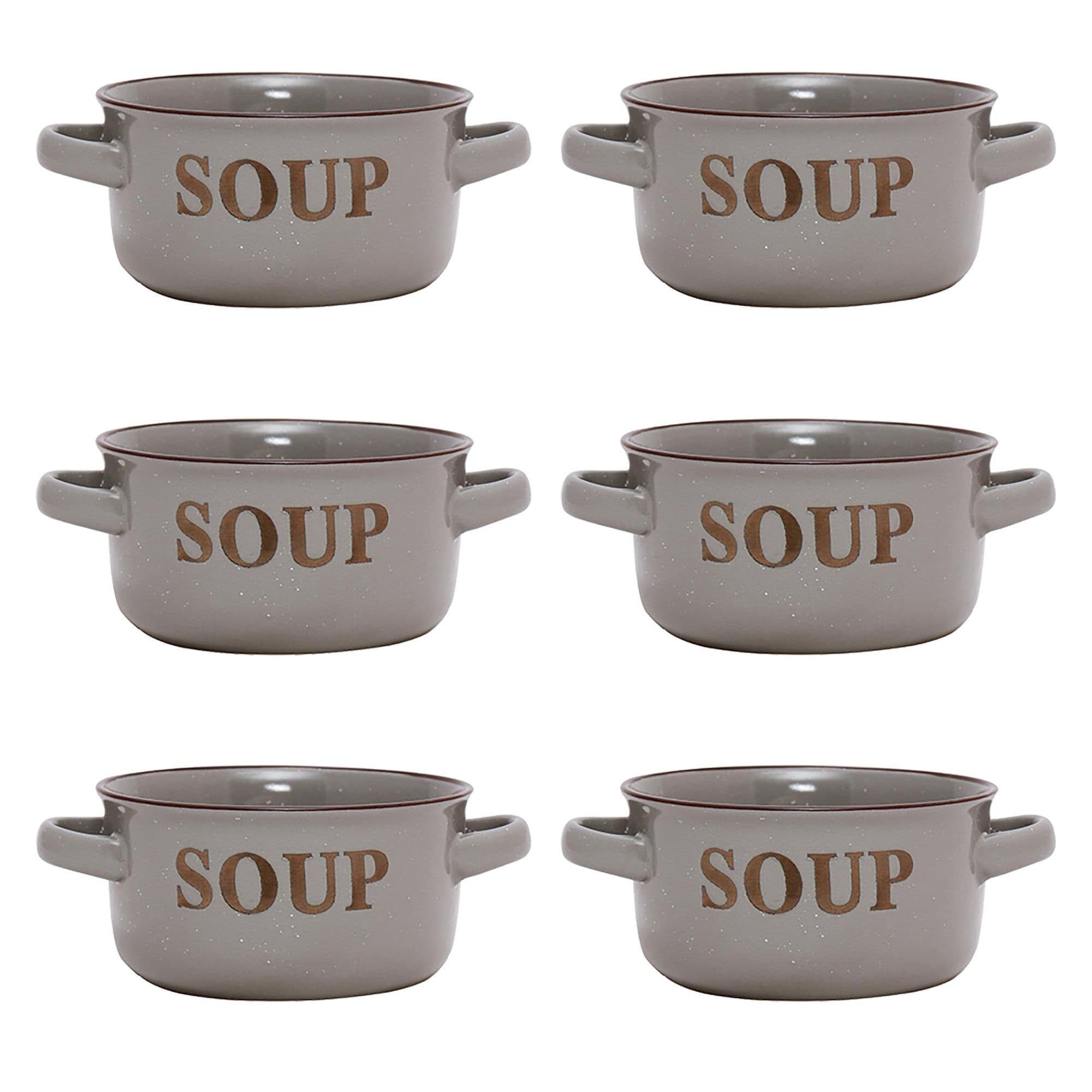 Set 6 Classic Peppered Soup Bowl Handles