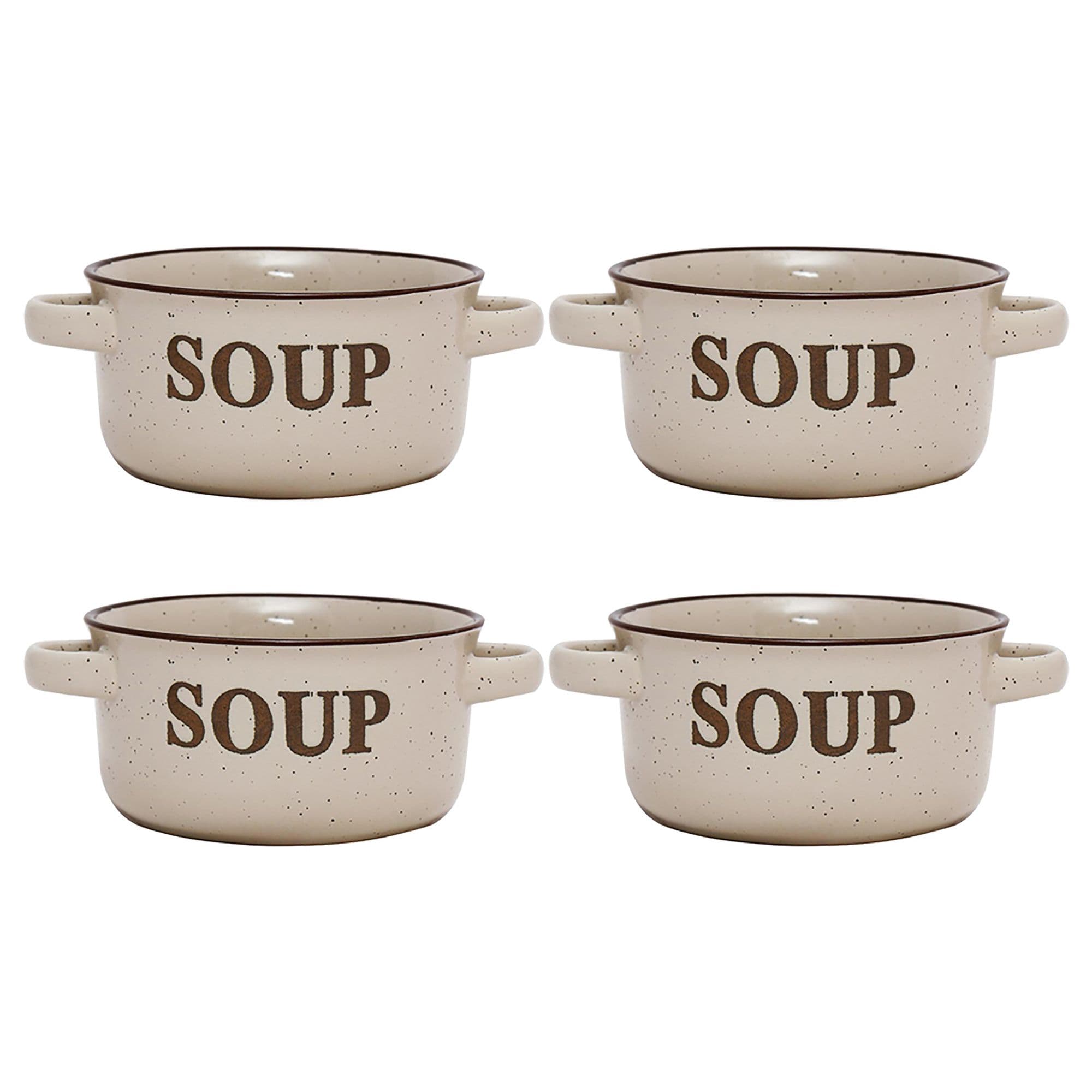 Set 4 Classic Peppered Soup Bowl Handles