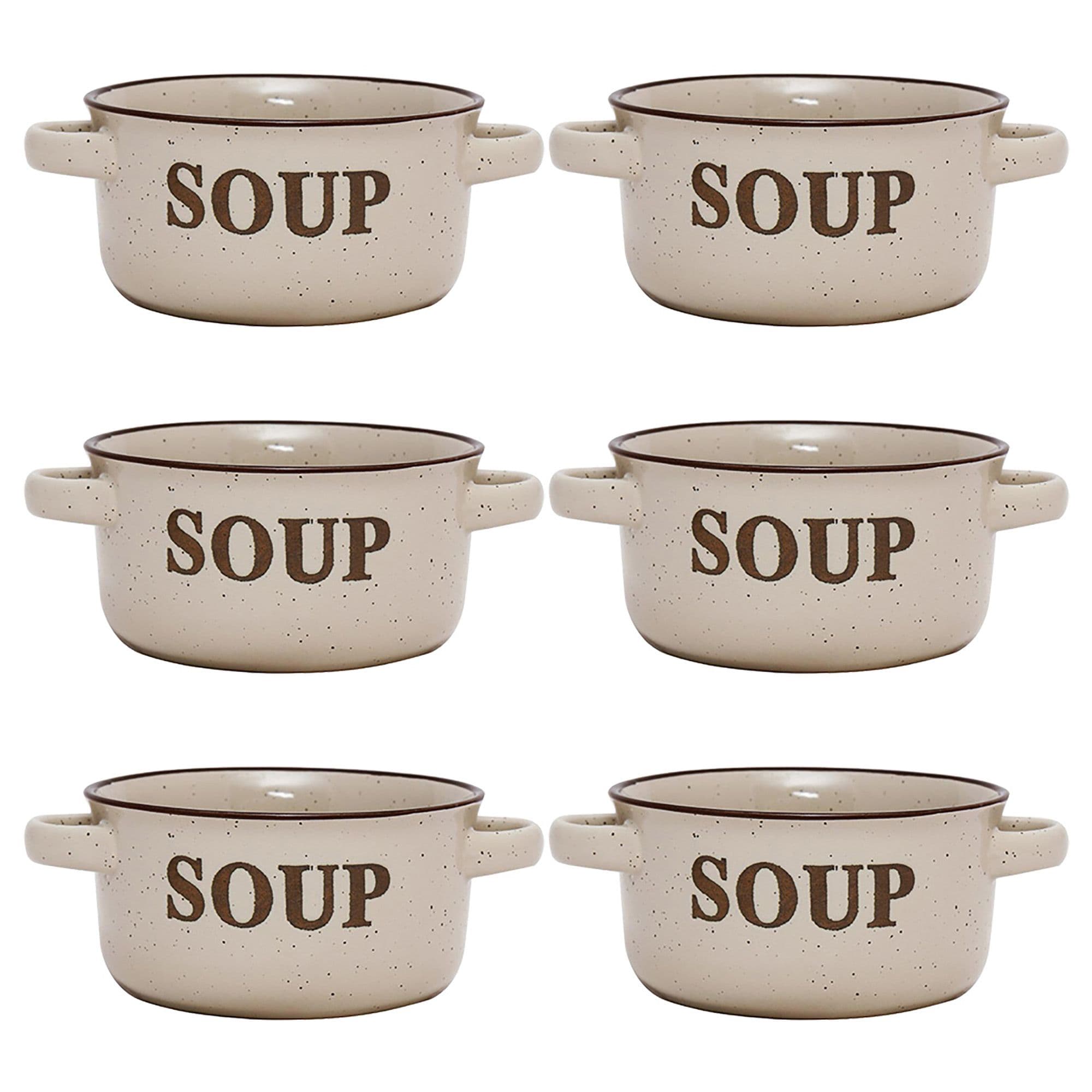 Set 6 Classic Peppered Soup Bowl Handles