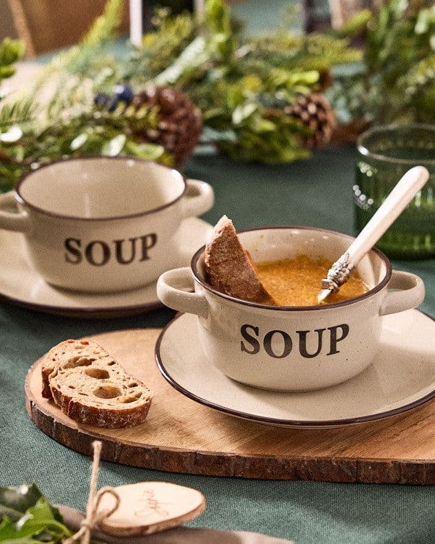 Set 2 Classic Peppered Soup Bowl Bread Plate Set