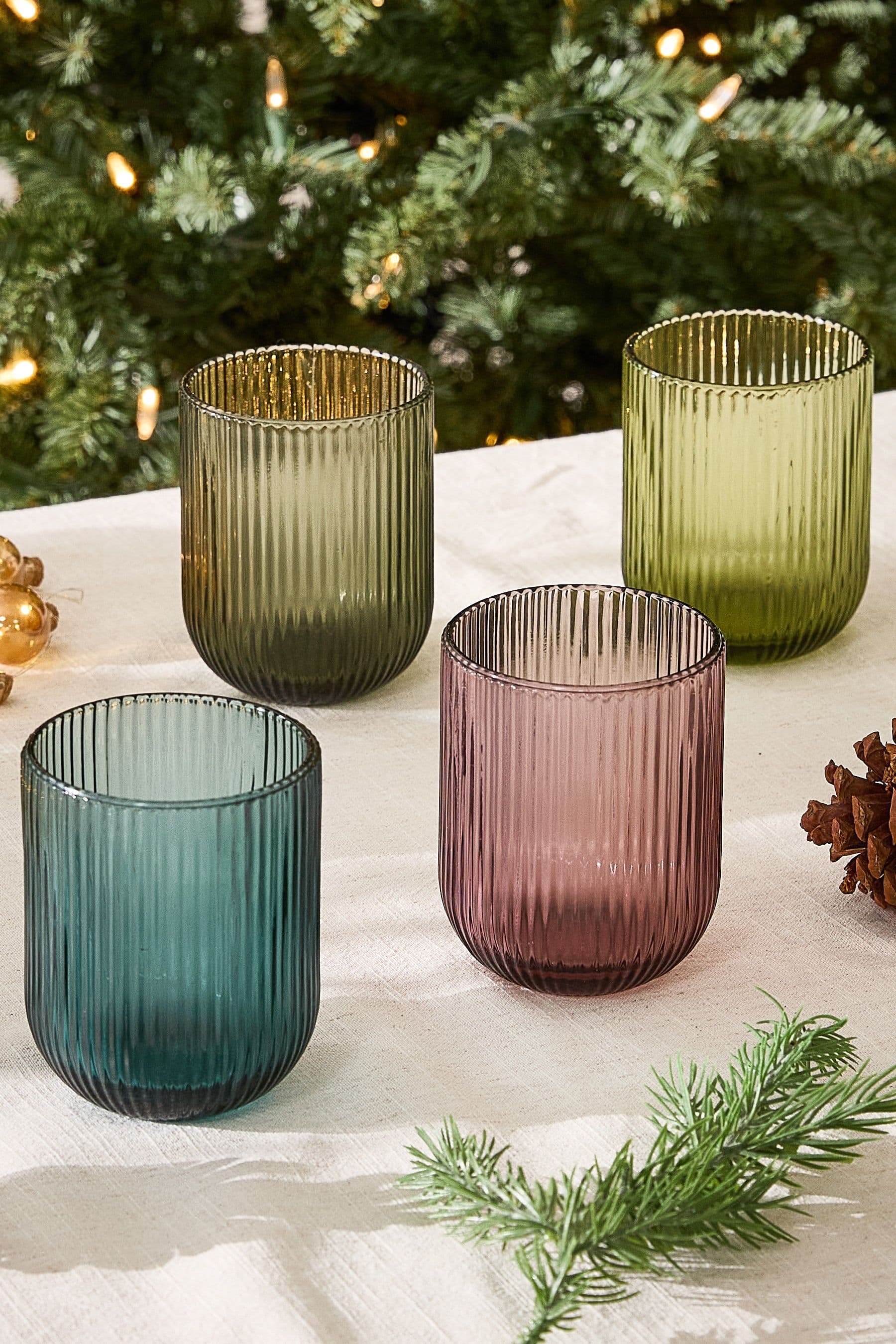 Set 4 Luxury Embossed Mix Match Drinking Glass Tumblers