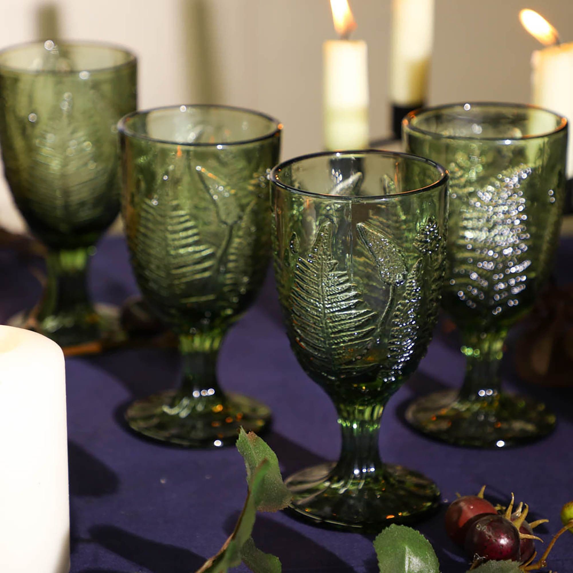 Set 4 Fern Leaf Halloween Wine Glasses Wine Goblets Halloween Party Decoration