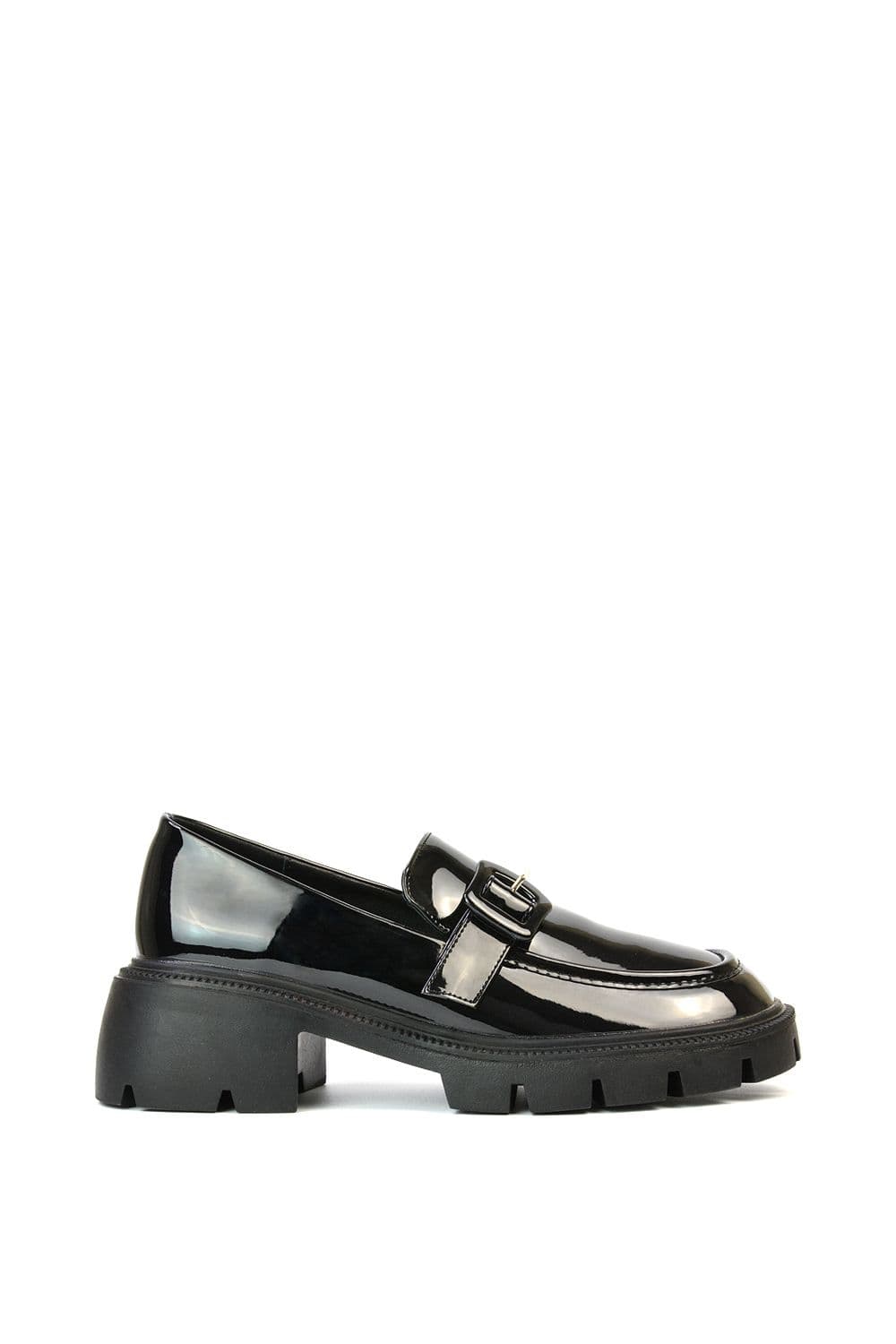 XY London Women's 'Adelaide' Chunky Platform Block Heel Loafers in True Black | Size: 7