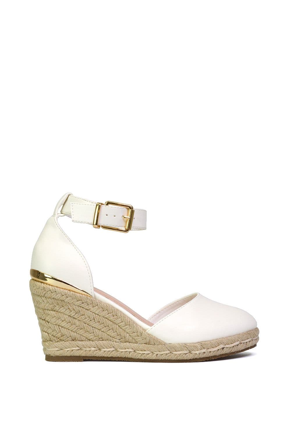 XY London Women's 'Forest' Closed Toe Espadrille Wedge Heel Sandals in White | Size: 7