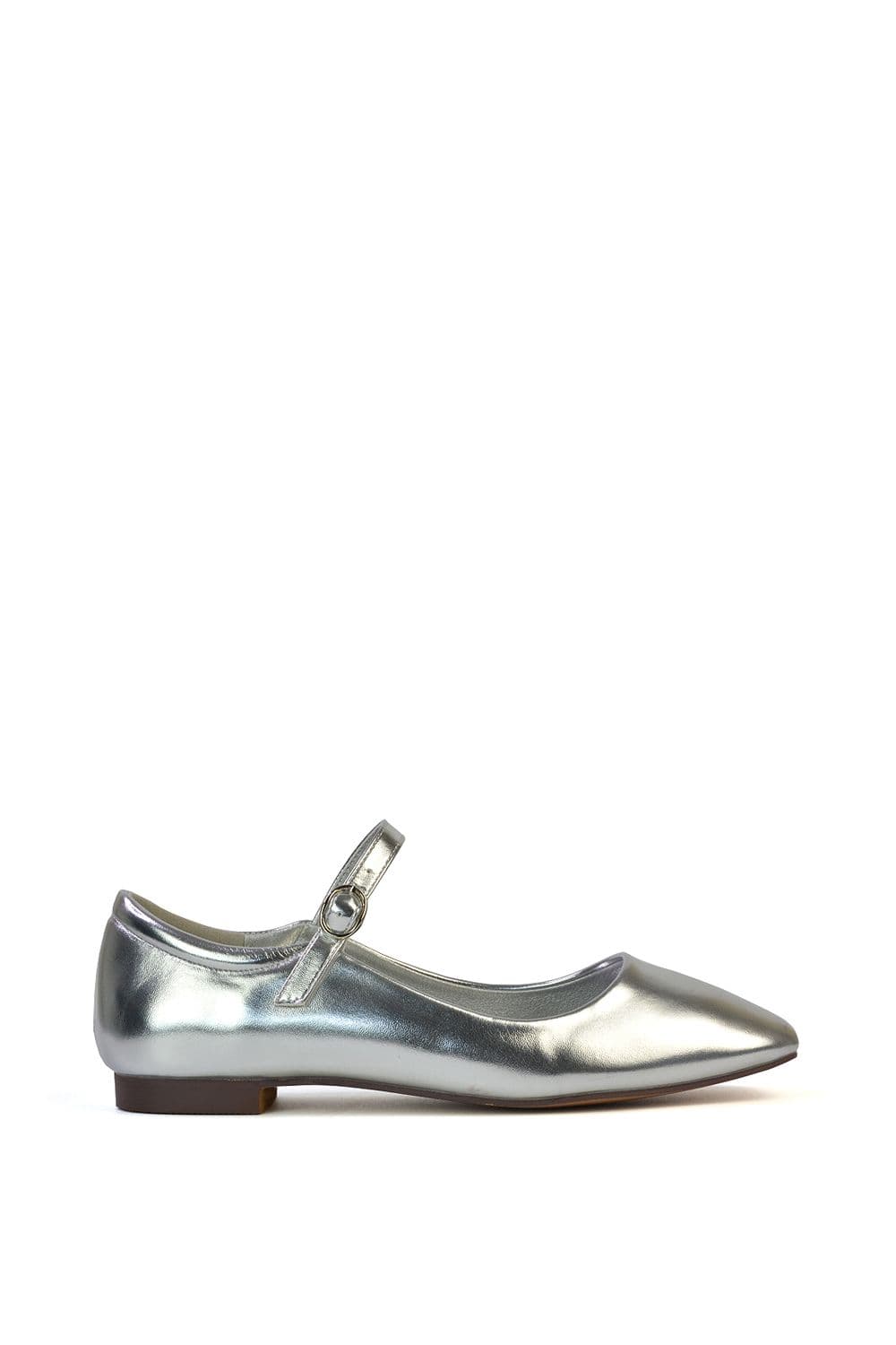 XY London Women's 'Allegra' Mary Jane Square Toe Ballet Shoes in Metallic Silver | Size: 5