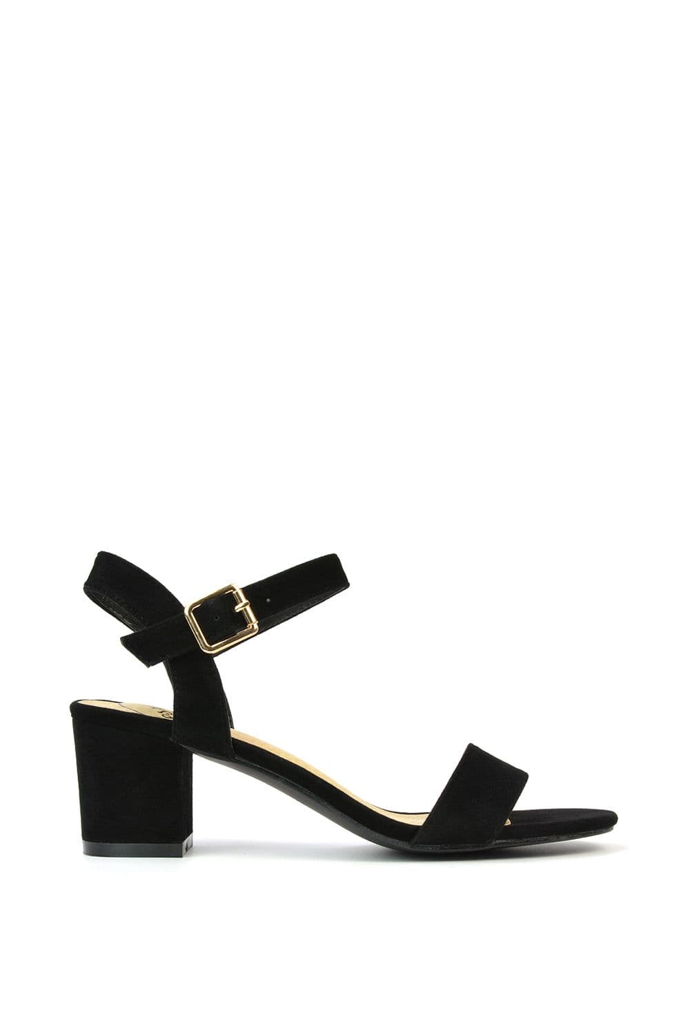 XY London Women's 'Jessica' Strappy Open Toe Mid Block Heel Sandals With Ankle Strap in Jet Black | Size: 7