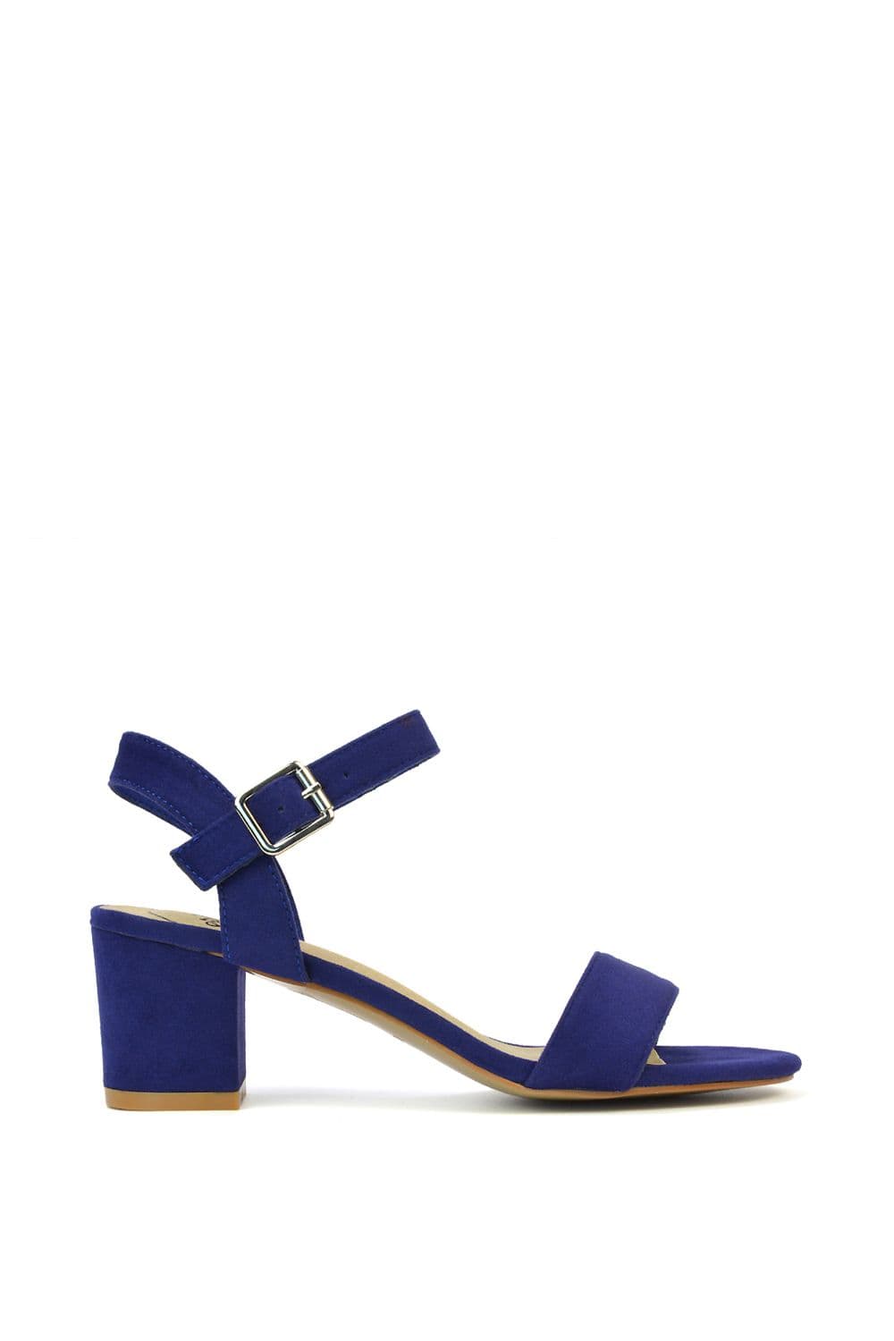 XY London Women's 'Jessica' Strappy Open Toe Mid Block Heel Sandals With Ankle Strap in Navy | Size: 7