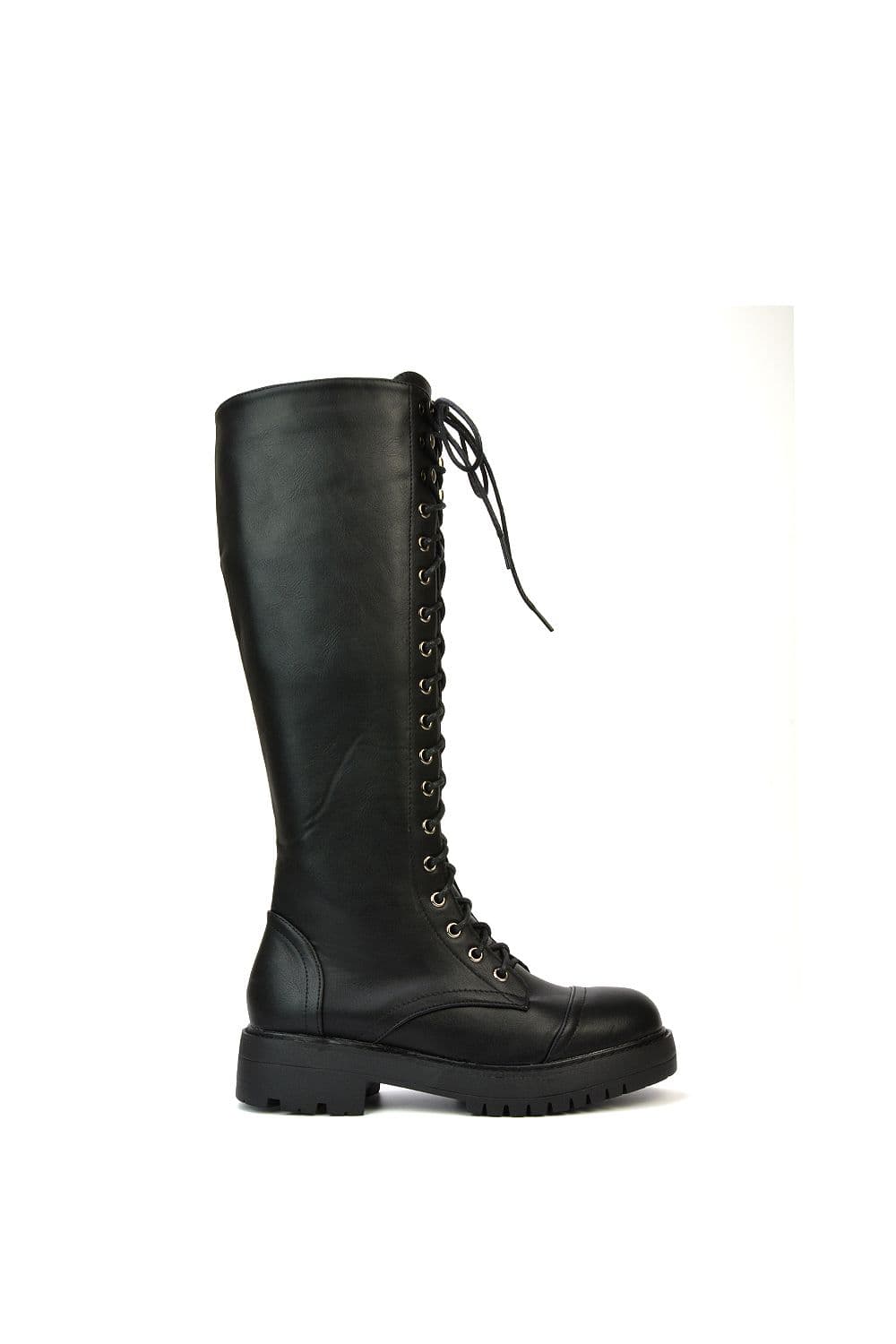 'Peri' Lace Up Combat Knee High Biker Boots