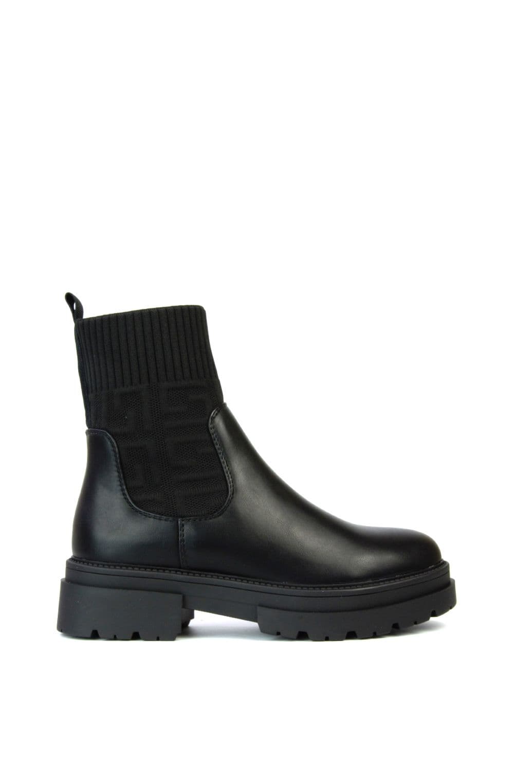 'Abel' Chunky Block Heel Biker Chelsea Sock Ankle Boots
