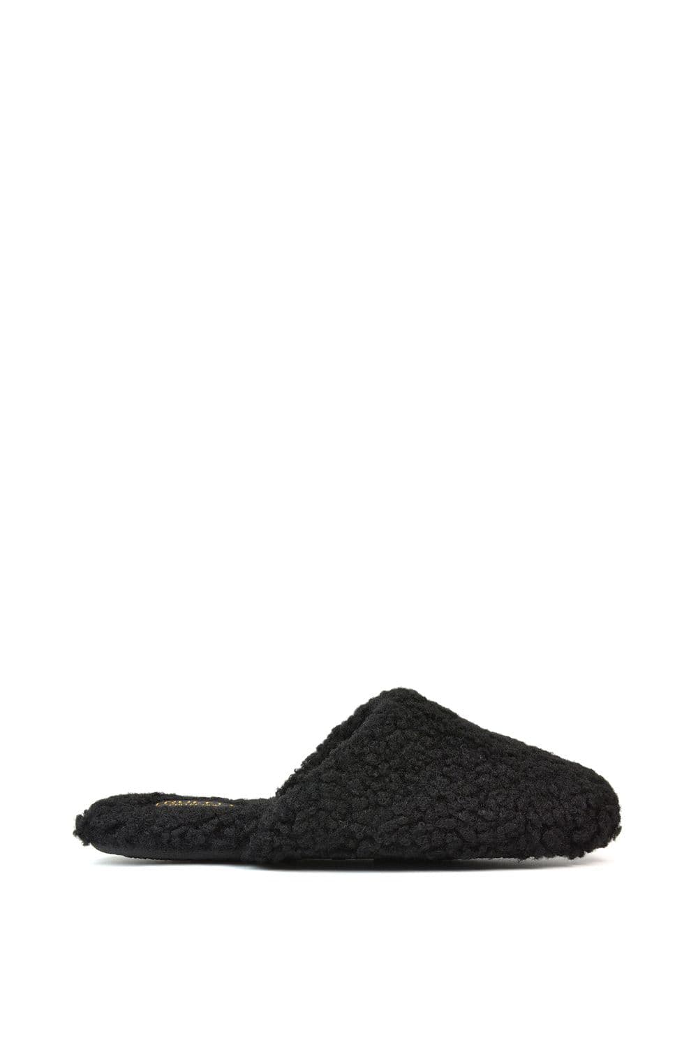 XY London Women's 'Jody' Cosy Slip On Closed Round Toe Mule Flat Slippers in Jet Black | Size: Small