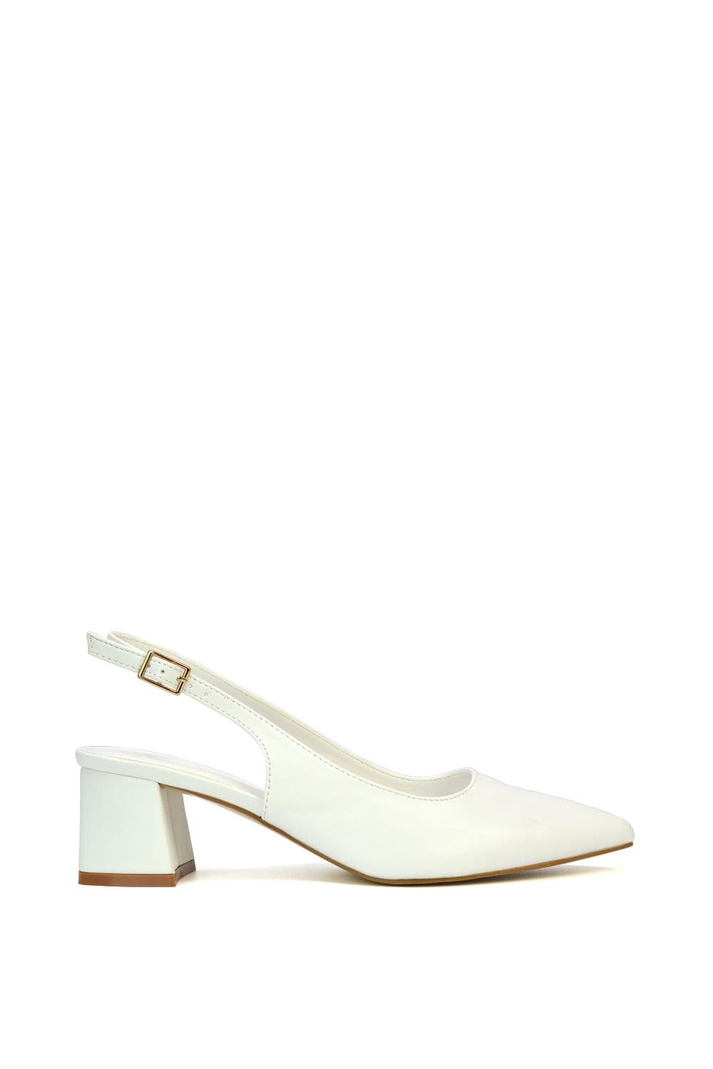 XY London Women's 'Lisa' Mid Stiletto Court Shoe Heels With A Pointed Toe in White | Size: 3