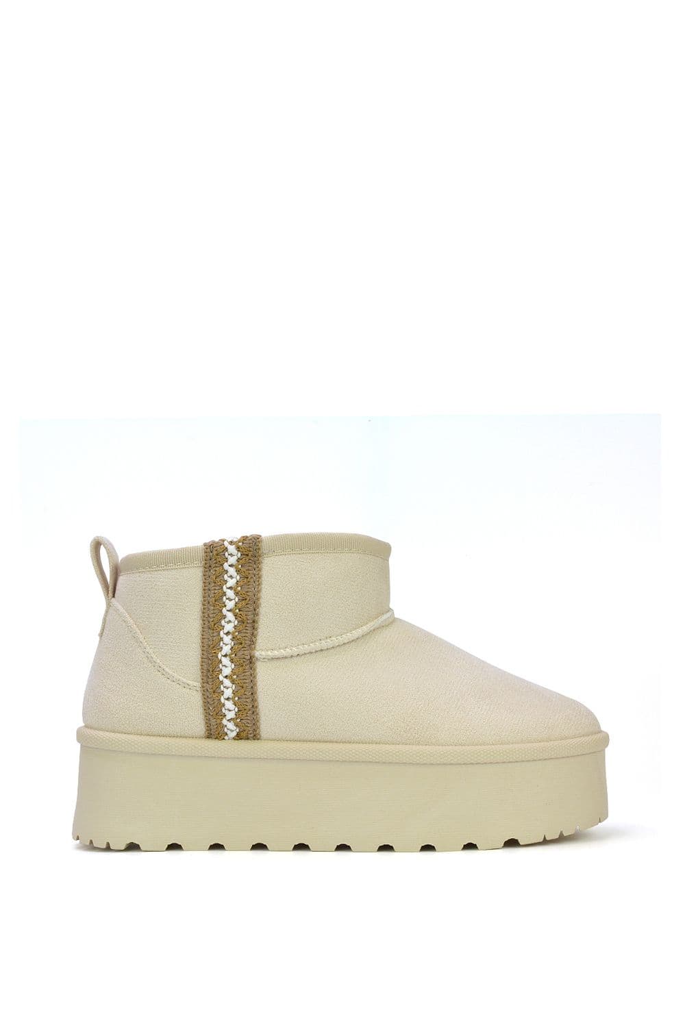 XY London Women's 'Thea' Warm Aztec Mini Ankle Boots in Cream | Size: 5