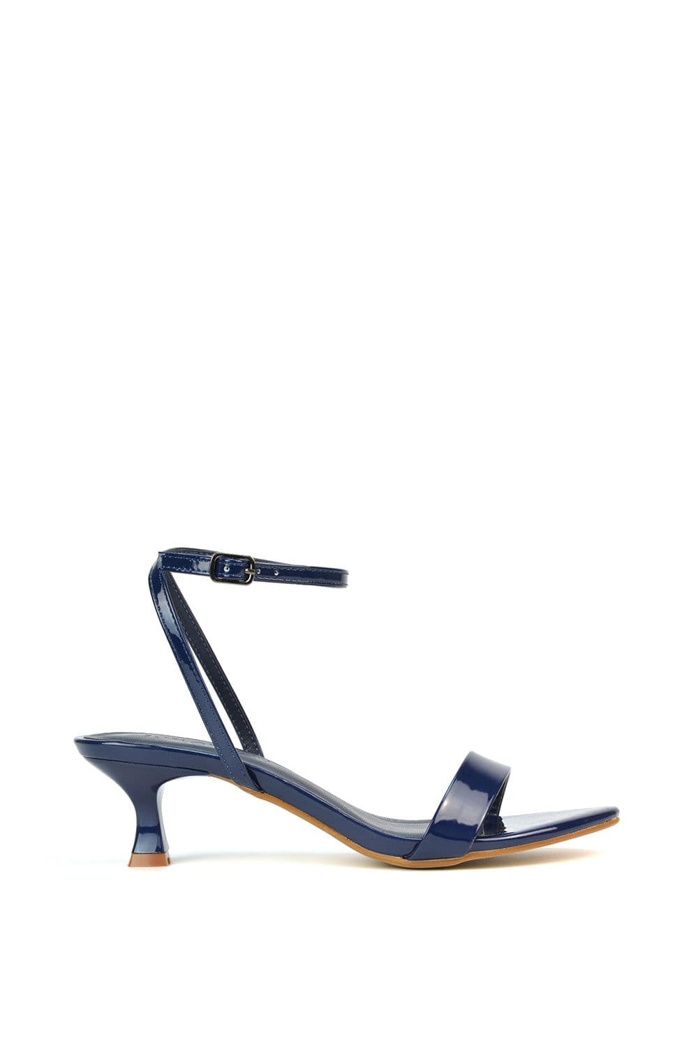 XY London Women's 'Antonia' Kitten Low Heel Strappy Sandal Two Part Heeled Shoes in Navy | Size: 8