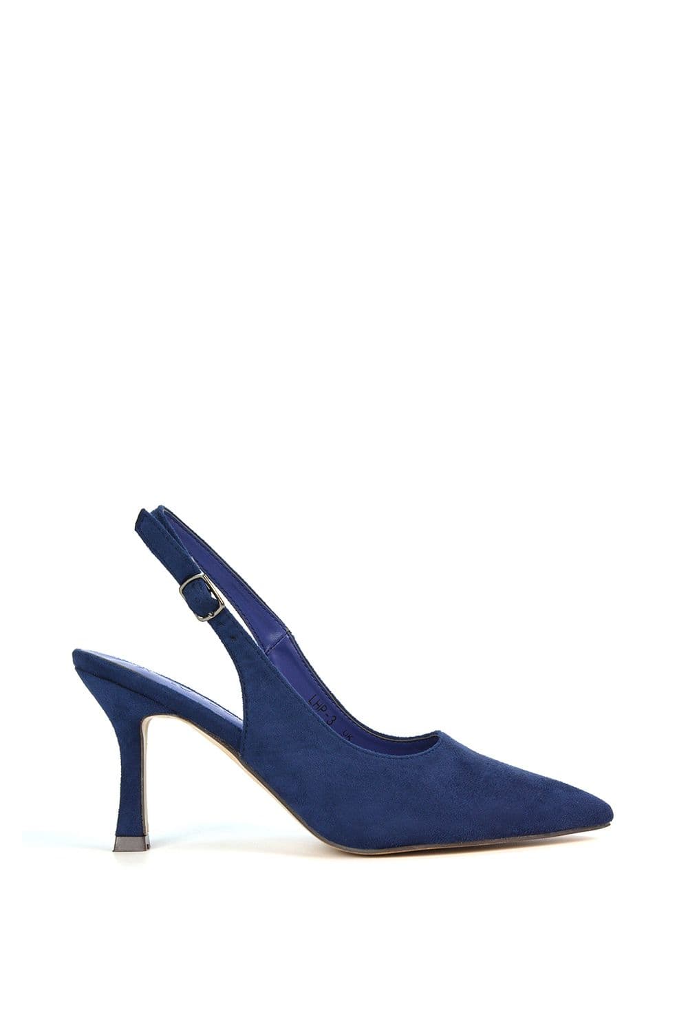 XY London Women's 'Valerie' Stiletto High Heel Closed Toe Slingback Court Shoes in Navy | Size: 7
