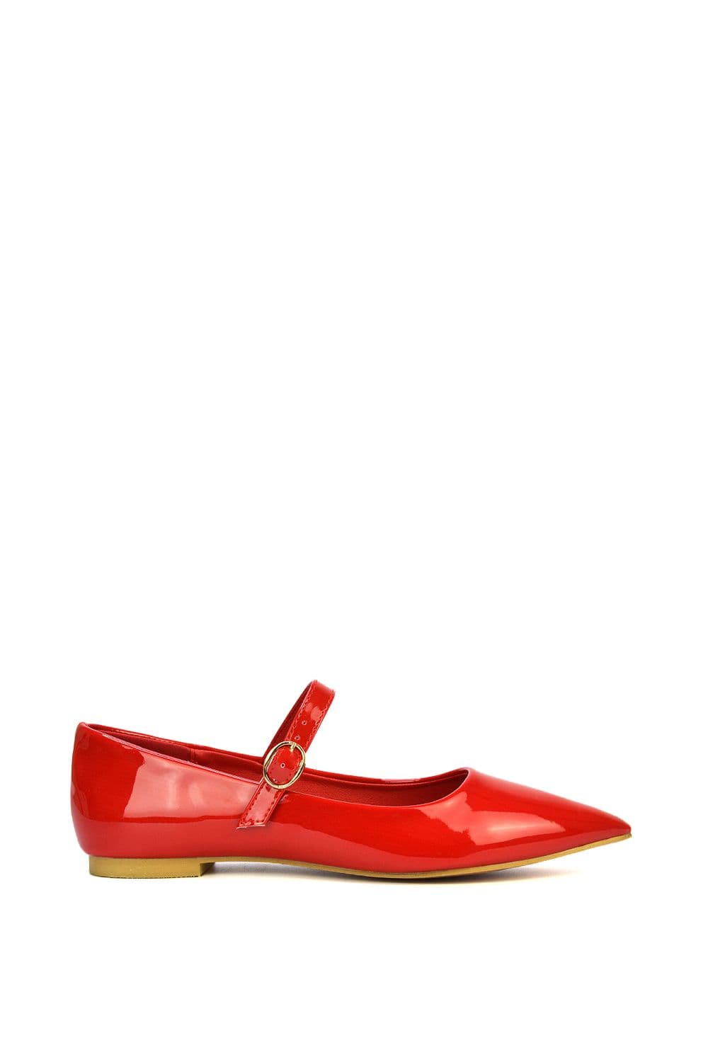 XY London Women's 'Aimee' Flat Mary Jane Ballerina Pumps in Red | Size: 6