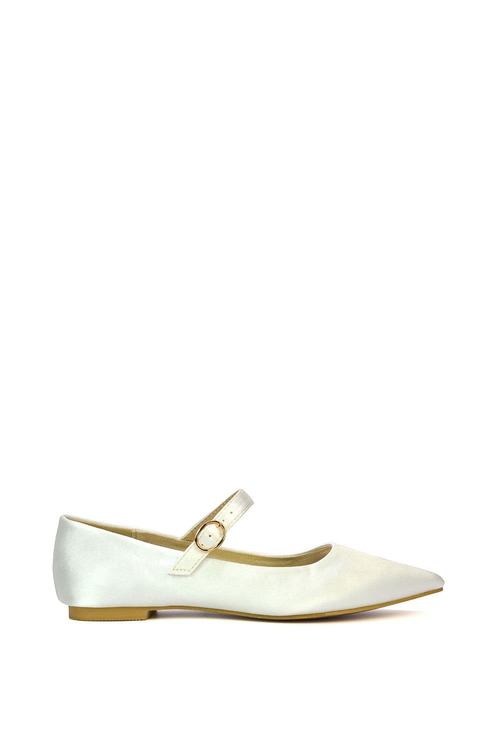 XY London Women's 'Aimee' Flat Mary Jane Ballerina Pumps in Ivory | Size: 7