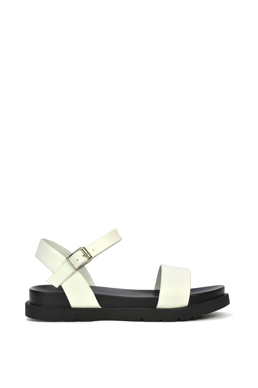 XY London Women's 'Grace' Two Strap Open Toe Platform Sandal Shoes in White | Size: 3