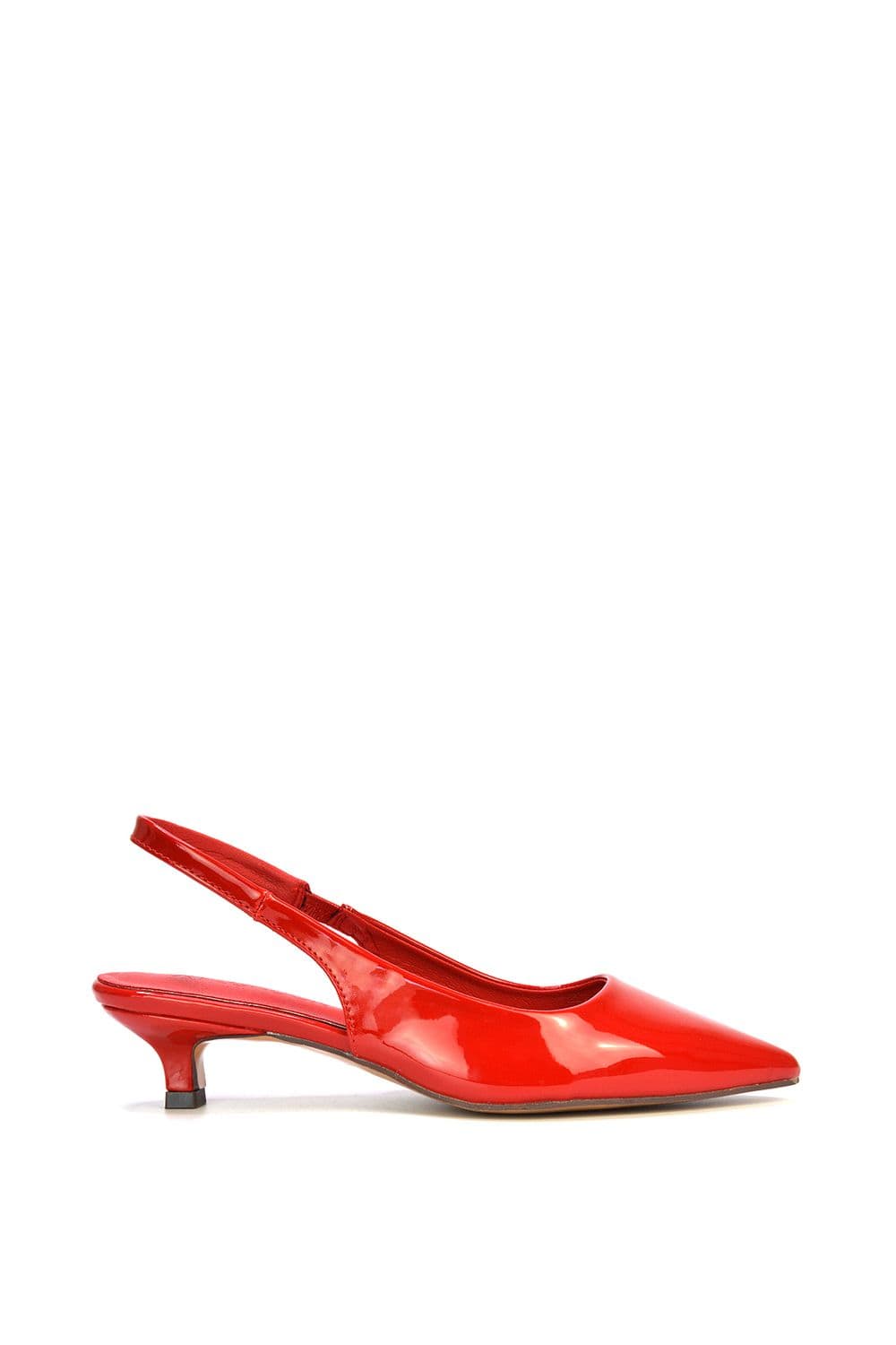 XY London Women's 'Jenny' Pointed Toe Low Kitten Heel Slingback Pumps in Red | Size: 8