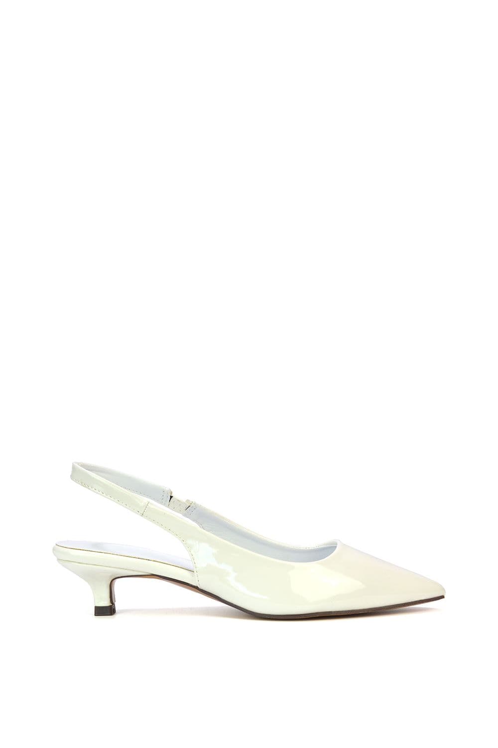 XY London Women's 'Jenny' Pointed Toe Low Kitten Heel Slingback Pumps in White | Size: 5