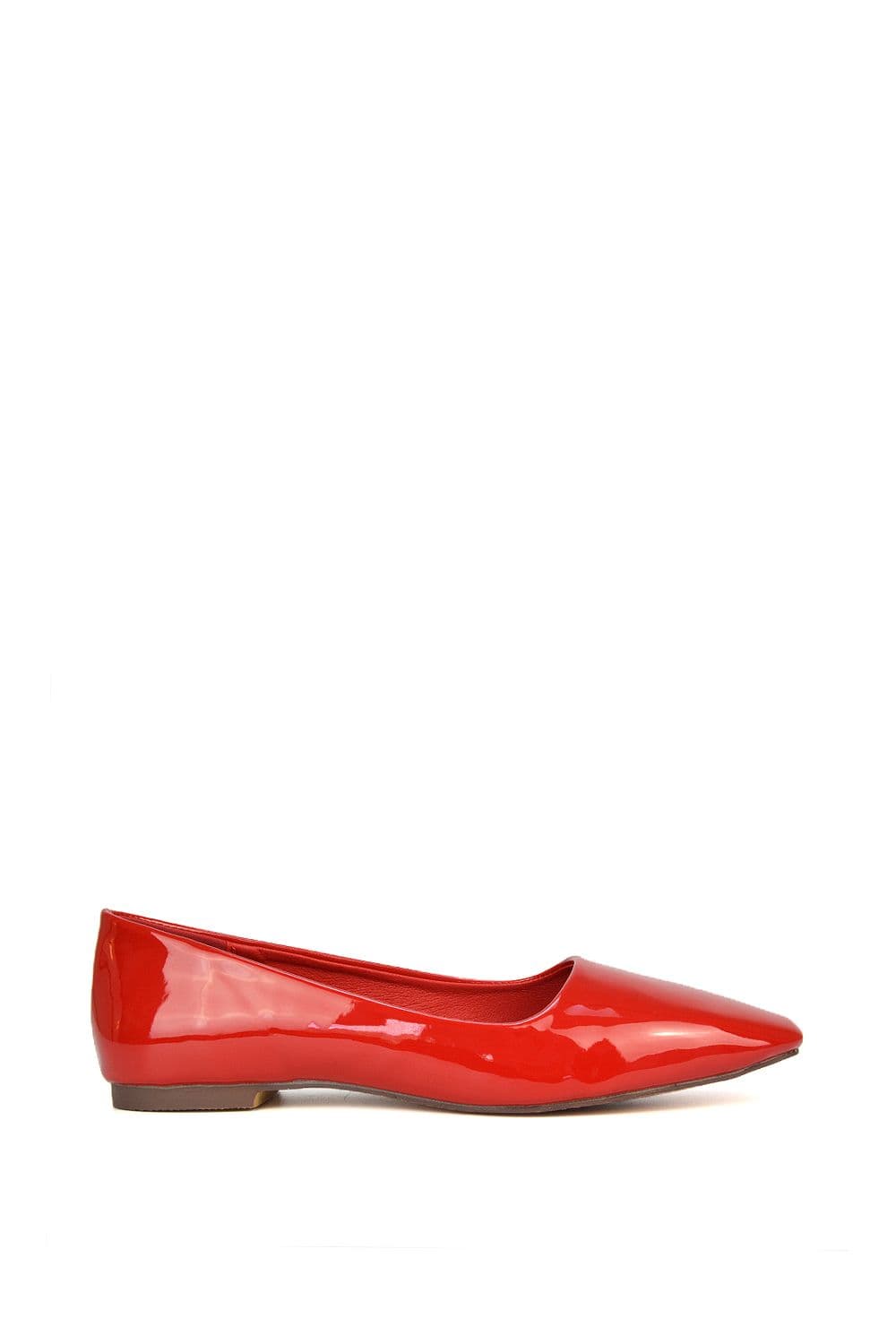 XY London Women's 'Maci' Square Toe Slip On Flat Heel Ballerina Pumps in Red | Size: 7