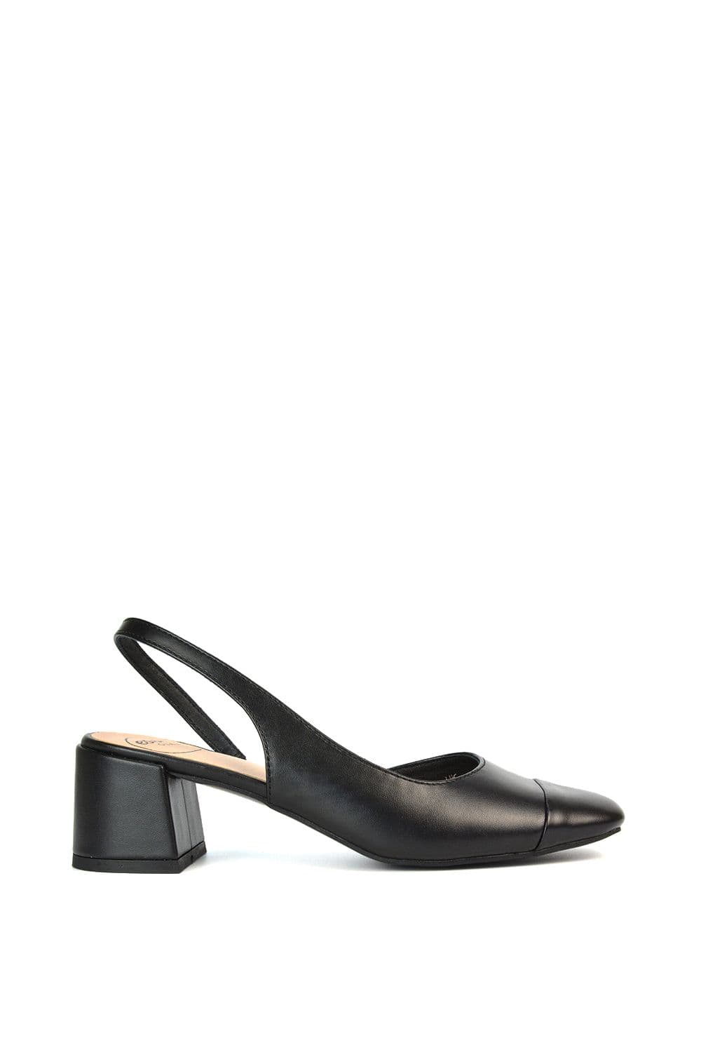 XY London Women's 'Karis' Slingback Block Heel Court Shoes With Square Toe in Black | Size: 3