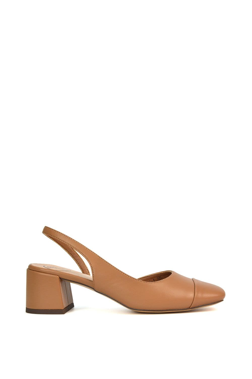 XY London Women's 'Karis' Slingback Block Heel Court Shoes With Square Toe in Light Brown | Size: 4