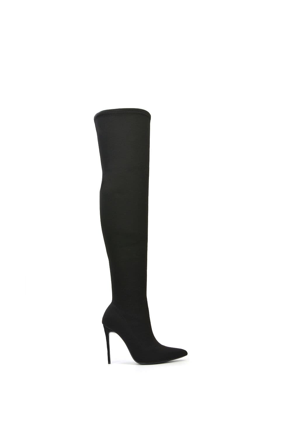 XY London Women's 'Piper' Over The Knee Thigh High Heeled Boots With Zip in Black | Size: 6