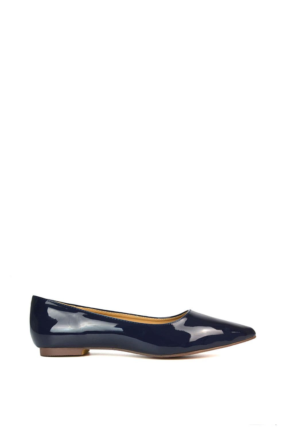 XY London Women's 'Cordelia' Slip on Pointed Toe Flat Ballerina Pump Shoes in Navy | Size: 8