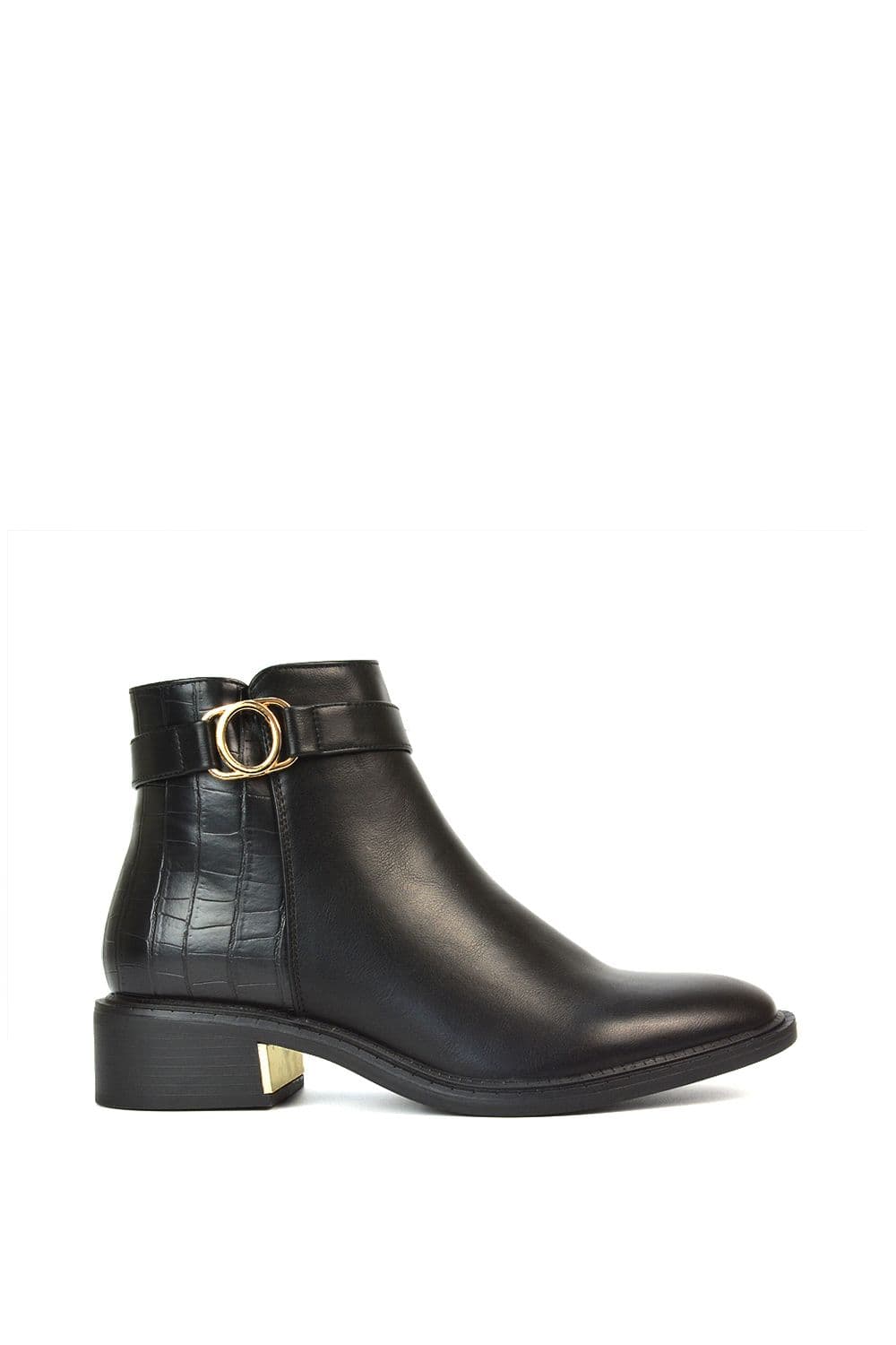 'Layla' Chelsea Biker Pixie Ankle Booties With Gold Details