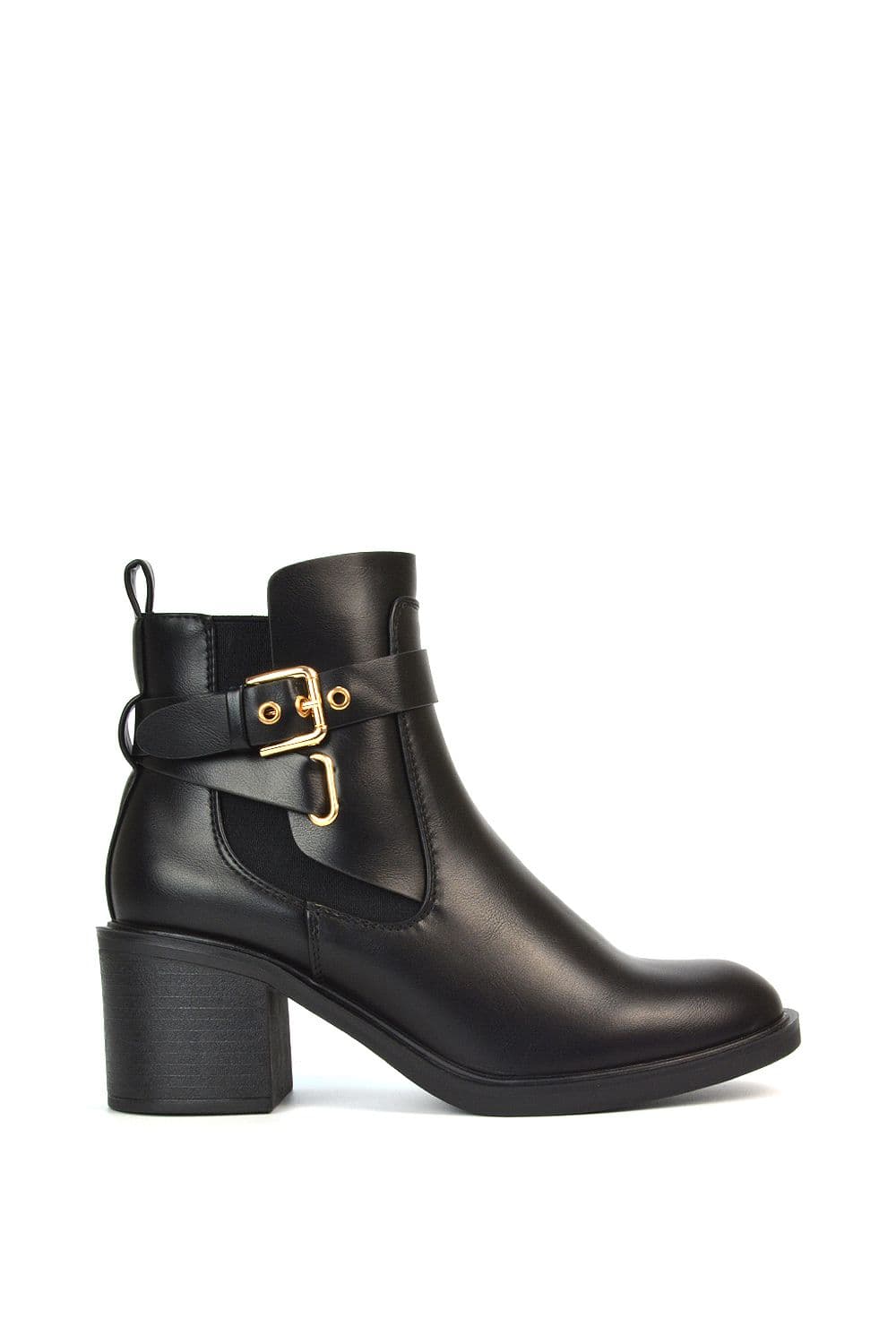 'Tatiana' Low Heel Elasticated Biker Chelsea Ankle Bootie Shoes