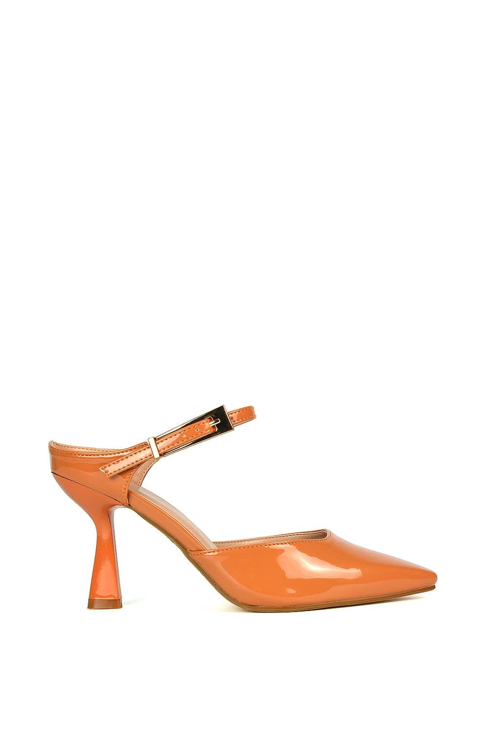 XY London Women's 'Evie' Low Block Heel Court Shoes With Pointed Toe in Peach | Size: 3