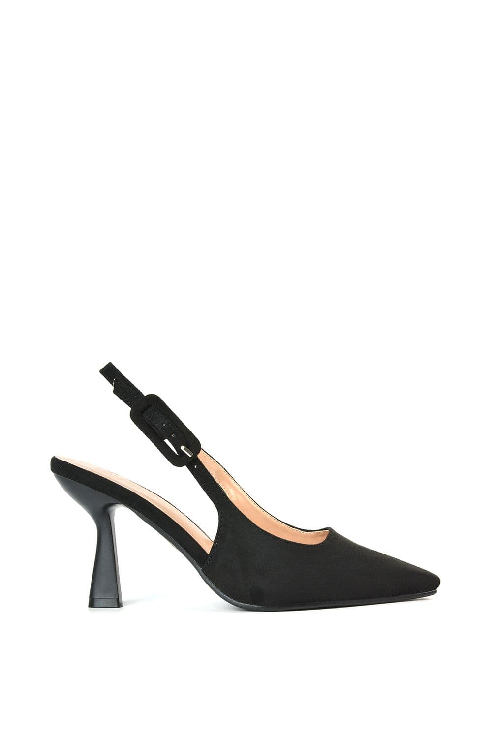 XY London Women's 'Evie' Low Block Heel Court Shoes With Pointed Toe in Jet Black | Size: 3
