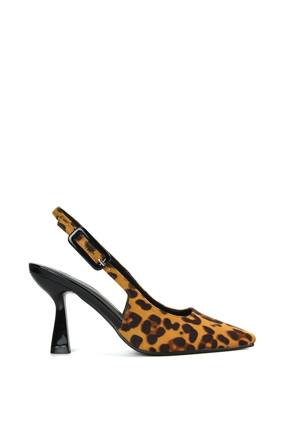 XY London Women's 'Evie' Low Block Heel Court Shoes With Pointed Toe in Brown | Size: 5