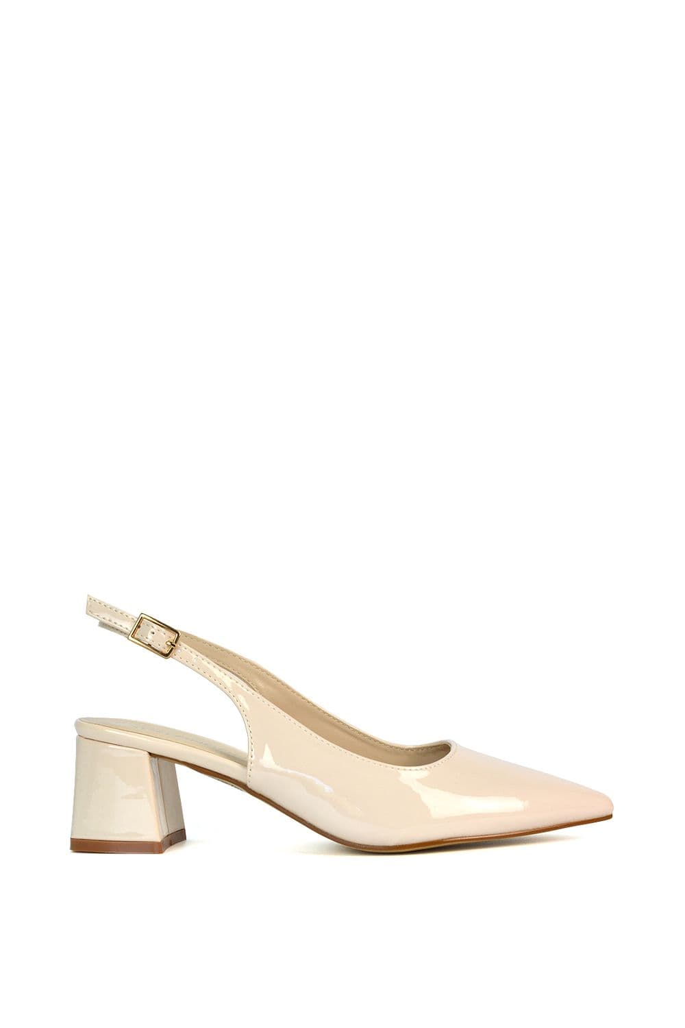 XY London Women's 'Lisa' Mid Stiletto Court Shoe Heels With A Pointed Toe in Beige | Size: 6