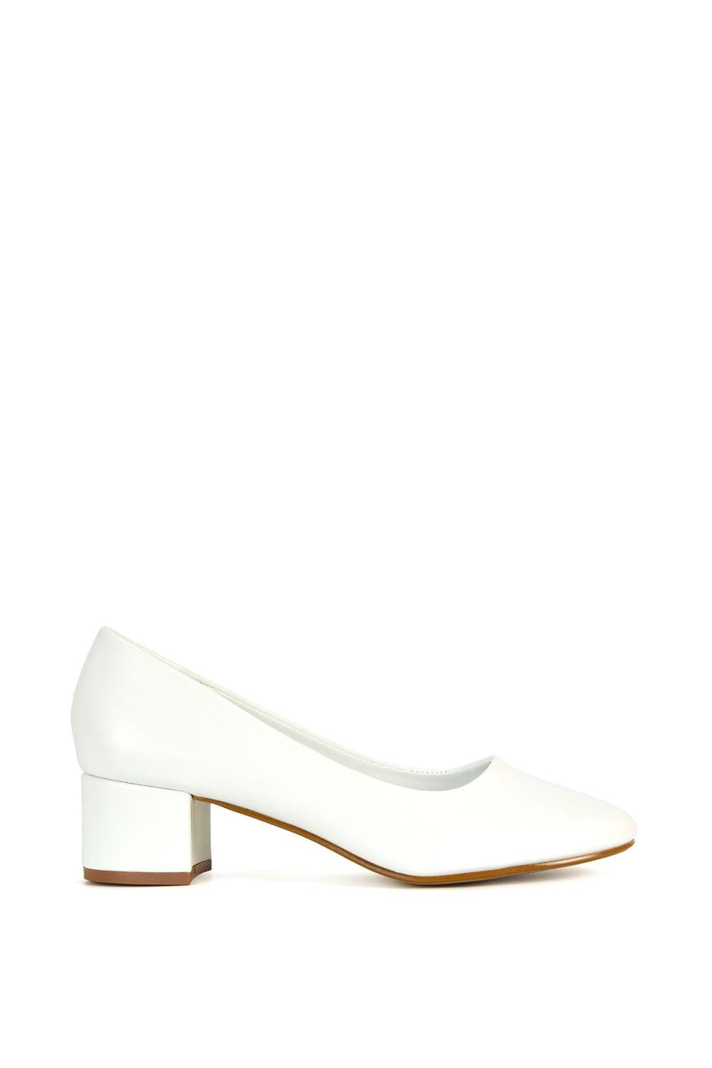XY London Women's 'Liberty' Low Block Heel Court Shoes in White | Size: 7