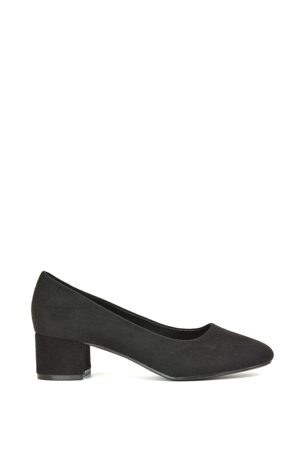 XY London Women's 'Liberty' Low Block Heel Court Shoes in Jet Black | Size: 7