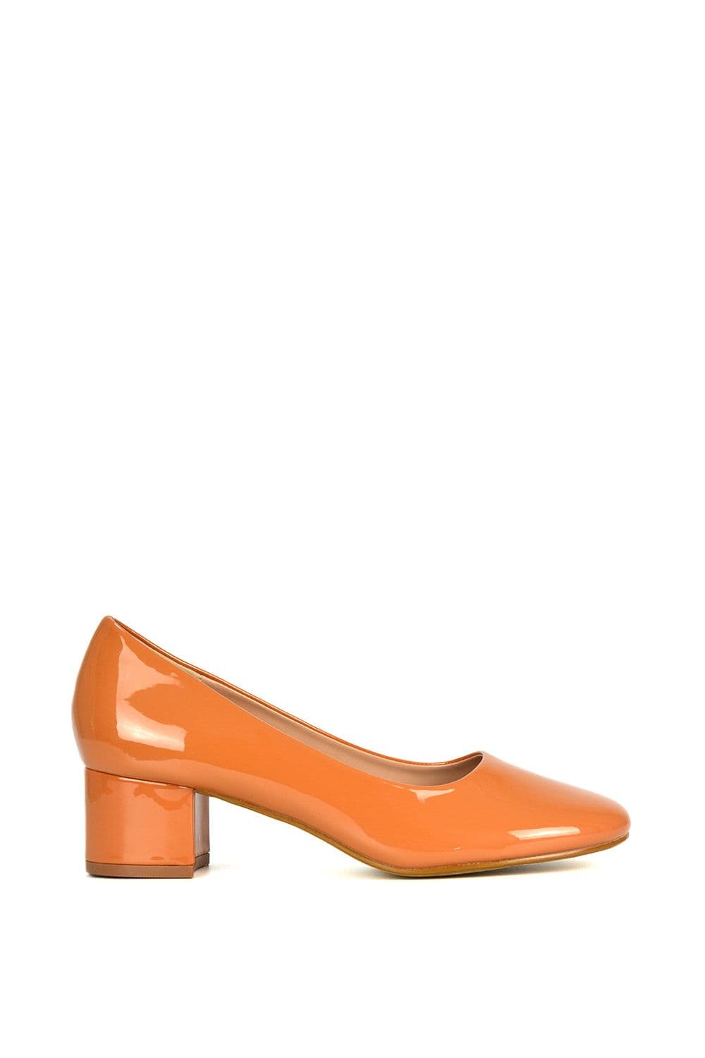 XY London Women's 'Liberty' Low Block Heel Court Shoes in Peach | Size: 6