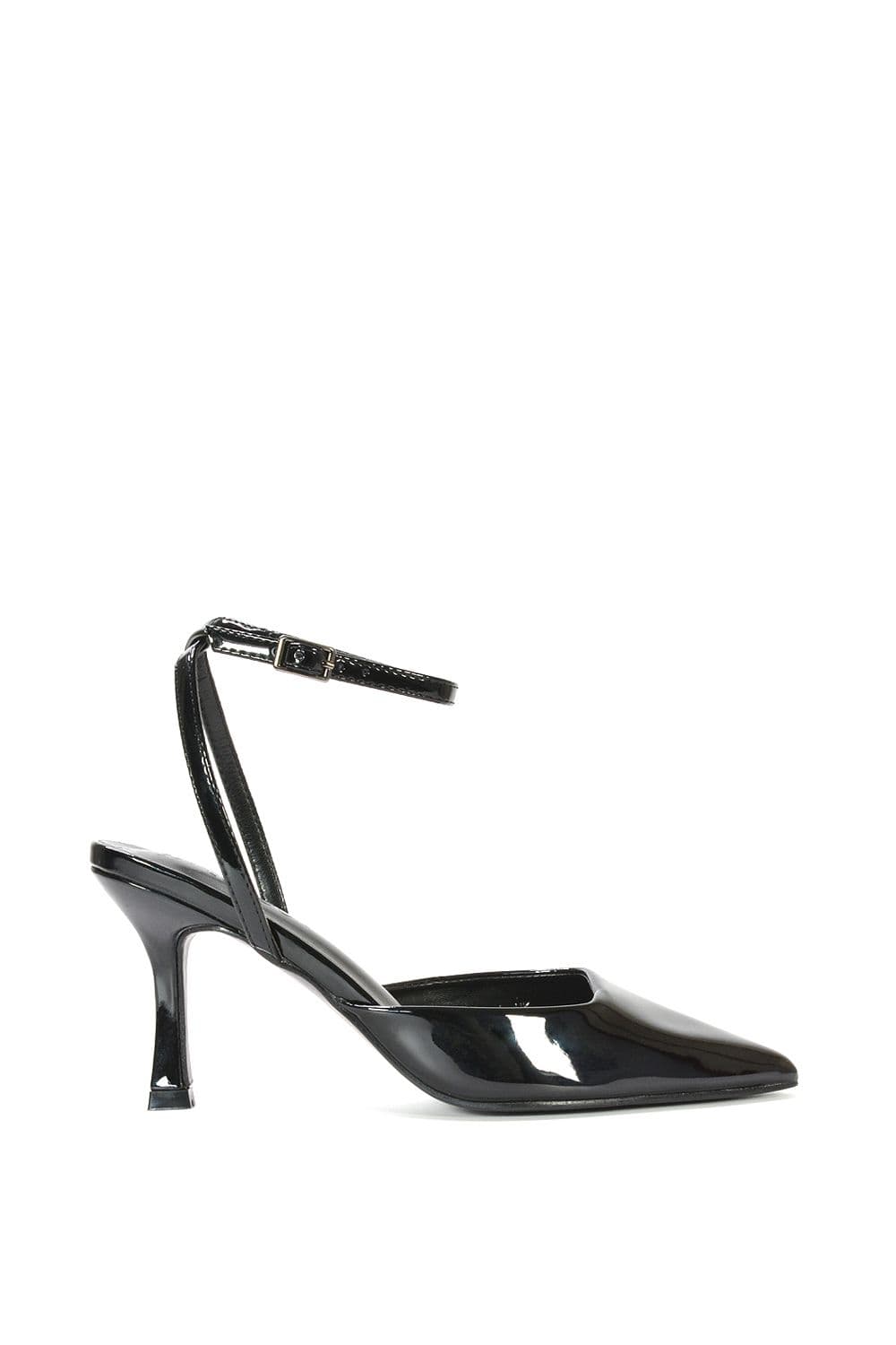 XY London Women's 'Kylie' Strappy Wedge Heel Sandals With Ankle Strap in True Black | Size: 7