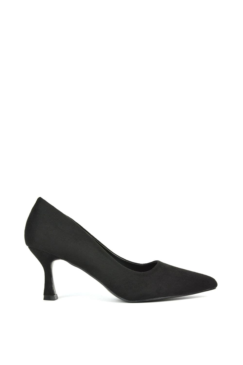 XY London Women's 'Lisa' Mid Stiletto Court Shoe Heels With A Pointed Toe in Jet Black | Size: 7
